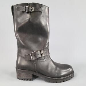 BELSTAFF Size 7 Black Leather FULHAM MOTO Biker Boots